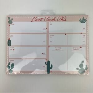 Can't Touch This Cactus Pink and Green Weekly Planner With To-Do List - NWT